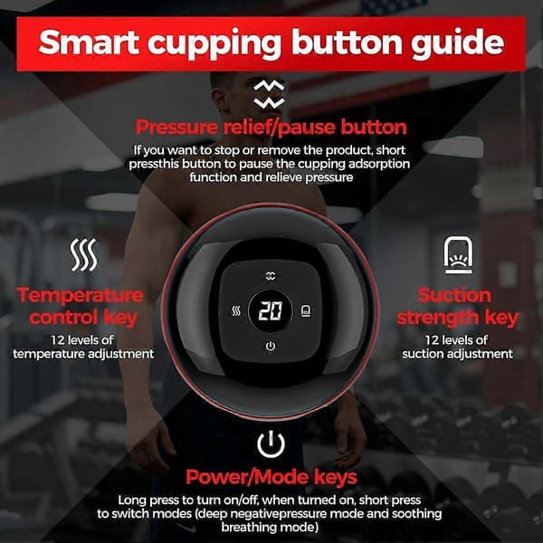 5-i-1 Smart Cupping Terapi Sæt, 12-Niveauer Temperatur- og Sugekontrol, Massage Cupping Sæt til Målrettet Smertelindring