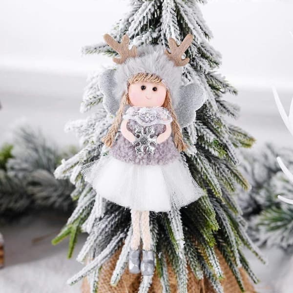 Sæt med 3 juletræsvedhæng, engle-julepynt pink