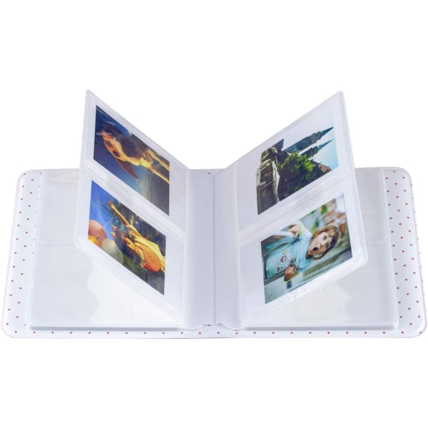 64 fickor mini fotoalbum, lämplig för Fuji Instax Mini 7s 8 8+ 9 25 26 50s 70 90 instant kamera och visitkort (16 sidor)-rosa.