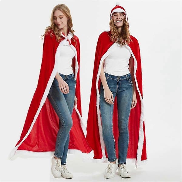 Julekappe Julemandskappe Hætteklædt Kappe Kostume til Kvinder Cosplay Sceneoptræden Kostume Julepynt S