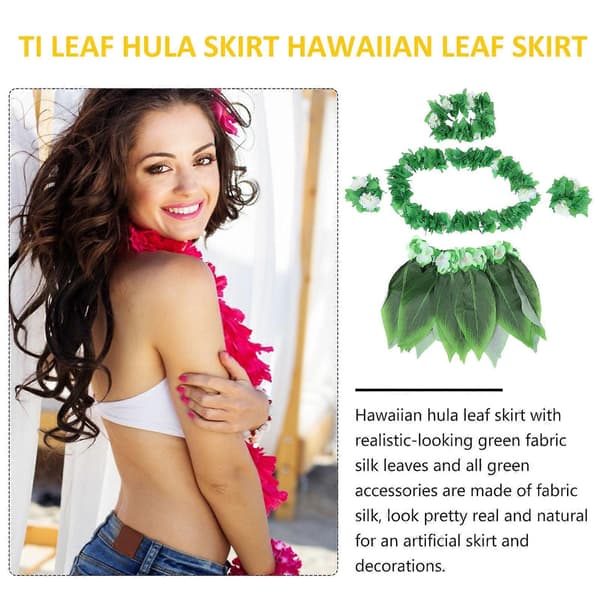 Luau Kostume Hula Skørt Sæt til Hawaii Fest 5 Stk Voksne