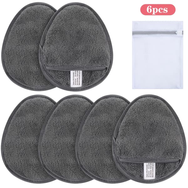 Makeupfjernerpuder Genanvendelige Makeupfjernerpuder Vaskbare Mikrofiber Makeupfjernerpuder Ansigt Superbløde Ansigtsrensepuder med Vasketøjspose Grå 1