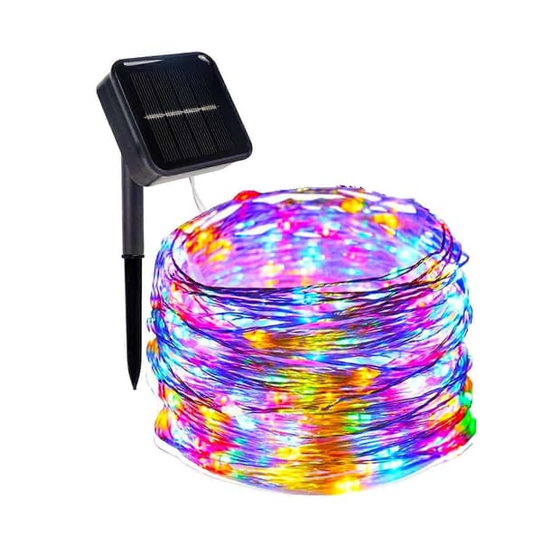 LED Solar Fairy String Lights - Fargerike, 8 moduser, utendørs juledekorasjon, 1 stk RGB