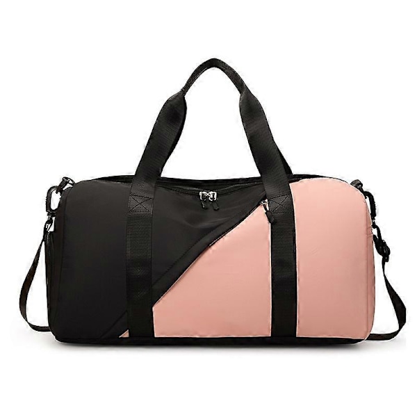 Sports- og fitnessyogtaske, one shoulder, crossbody, stor bagagetaske, bærbar kortdistancerejsetaske Rosa och svart