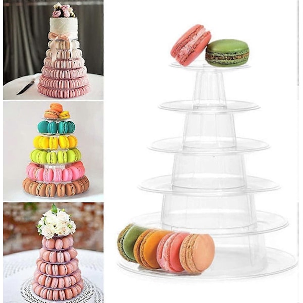 6-vånings Macaron-torn Displayställ, för Julbröllop Födelsedagsfest Dekoration