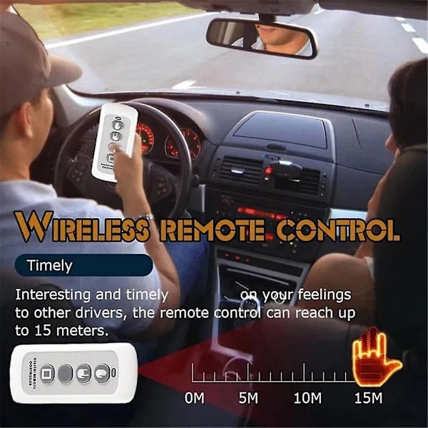 HD Finger Gesture-lampa med fjärrkontroll LED Bil Baksätesfönster Skylt Fingerlampa Handsignal Rolig Bil Lastbil Biltillbehör