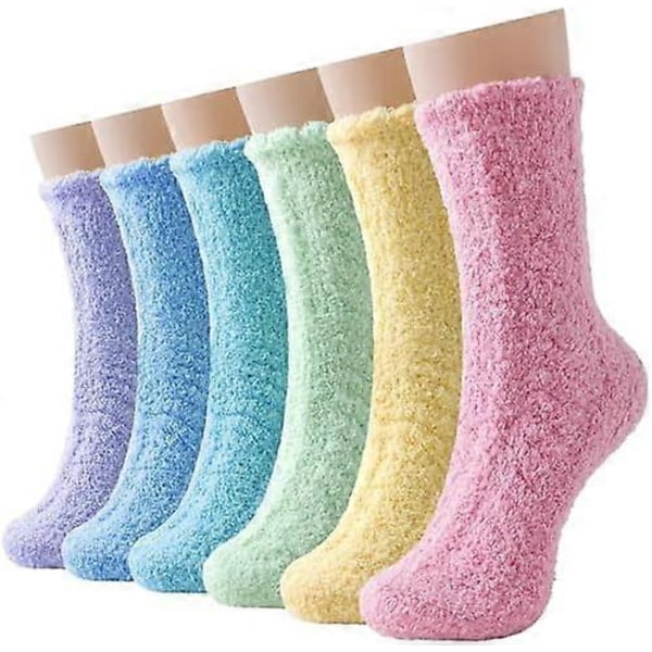 Niofind Fluffiga Sockor för Kvinnor och Flickor Varma Mysiga Sängsockor, 6 Par Tjocka Mjuka Vinter Fuzzy Julsockor för Avslappnad Hemma Sov