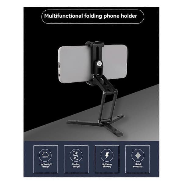 Vikbart stativ Mini Pocket Magnetiskt telefonstativ Selfiestick Skrivbords-smartphonehållare för videofotografering