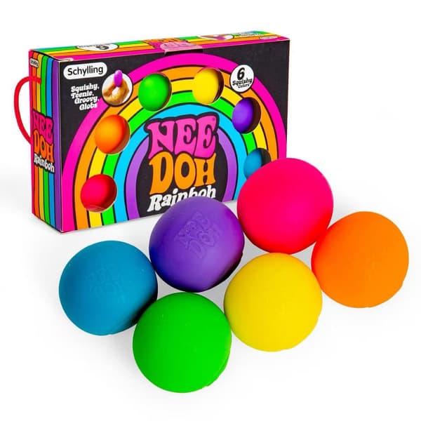 6-pack Rainbow Stress Balls Fidget Toy Set Mini Sensory Squishy Squeeze Gift Box