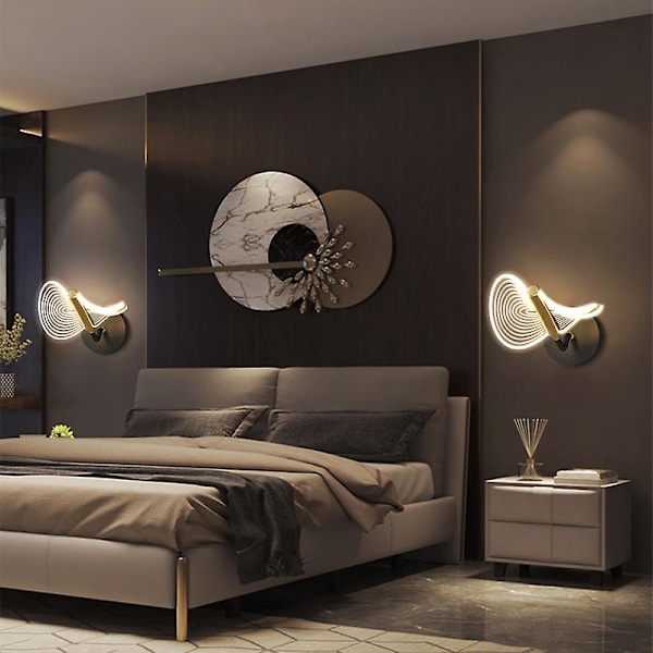 LED væglampe, moderne LED væglampe, væglampe med simpelt design, velegnet til korridorer, trapper, stuer, soveværelser (trefarvet variation)