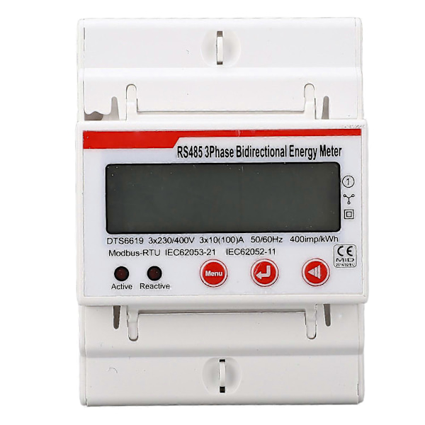 DIN-skena Strömmätare 3-fas 4-ledare Multifunktionell LCD-display Voltmeter Amperemeter Frekvens Effekt M