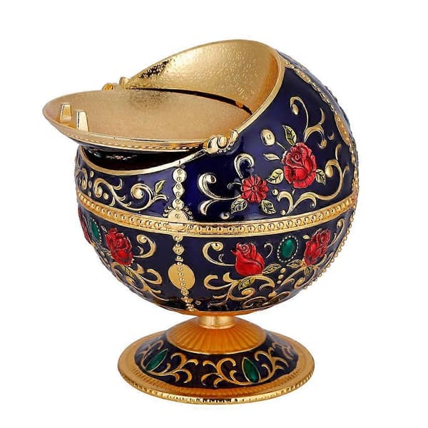 Bärbar Mini Askkopp Metall Rund Boll Stämplat Mönster Presentdekoration (#03)