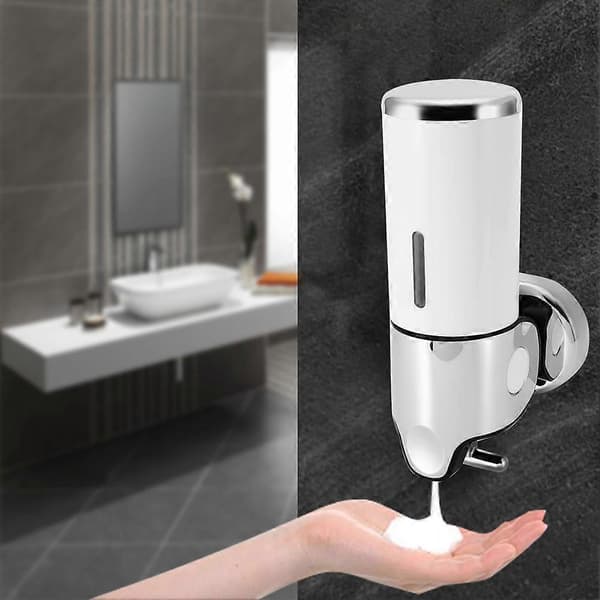 Väggmonterad 500 ml flytande tvåldispenser Hem Badrum Dusch Kök Hotellpump (Vit)