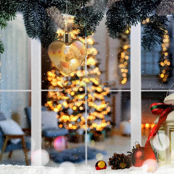 Hjerteformet julepynt LED hængende julevedhæng sublimeringsdekoration 1 sæt