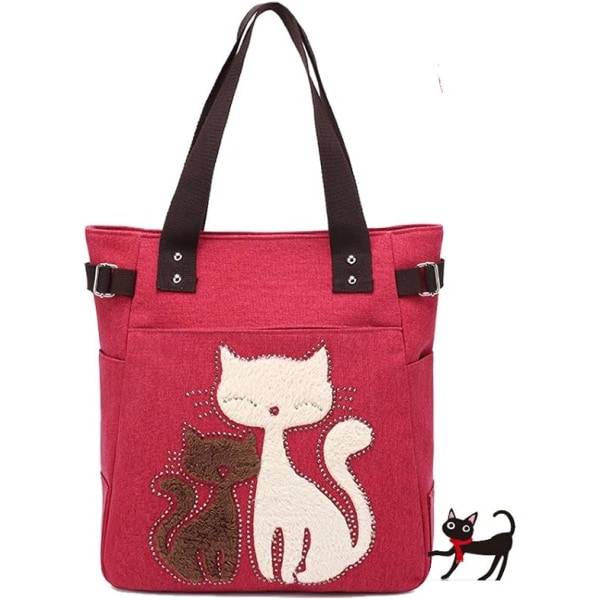 Cute Cat Multifunction Canvas Zipper Handbag Shoulder Lunch Tote Bag