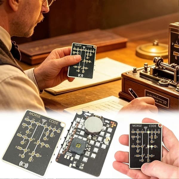 Bærbar LED Morse Code Trainer Card, Interaktiv Morse Code Dekoder EDC Pocket Survival Læringsverktøy 1pc