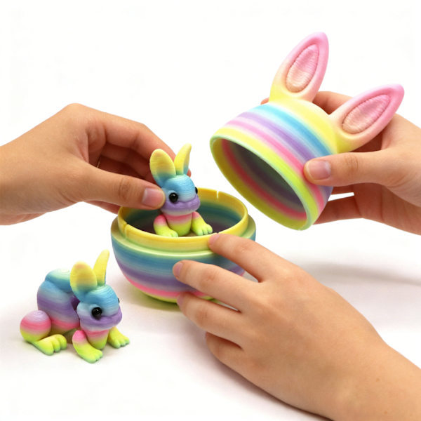 3D-printed Easter egg, creative desk decoration, articulated rabbit model, toy B 4cm-Round egg B B 4cm-Round Egg