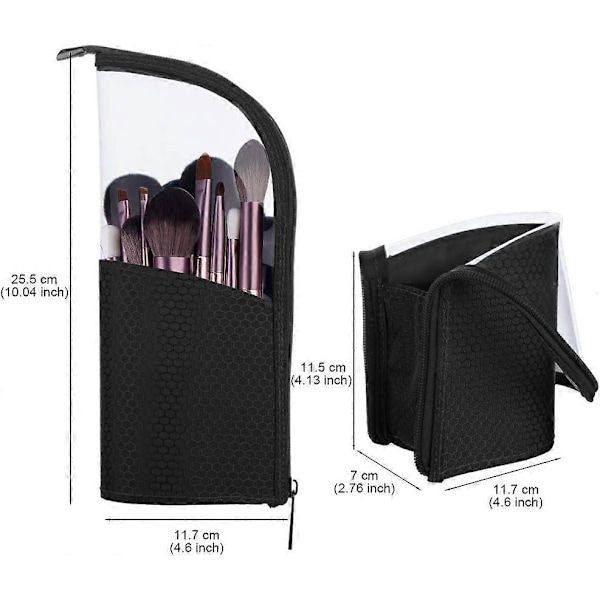 Makeup Børste Rejse Organizer Taske Kunstner Opbevaring Taske Stand-up Foldbar Makeup Kop (Sort)