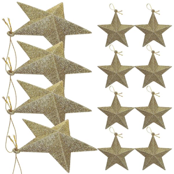 DIY Glitter Stjerne Julevedhæng til dekoration 1 sæt Gyldent sæt