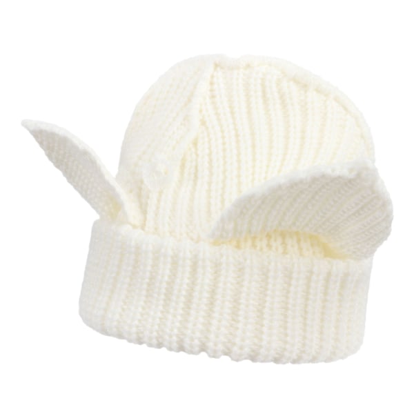 Stickade mössor för kvinnor Y2K Gothic kattöron skalle hatt varm vinterhatt söt djävulshorns mössa öronvärmare Vit L（58-60cm）