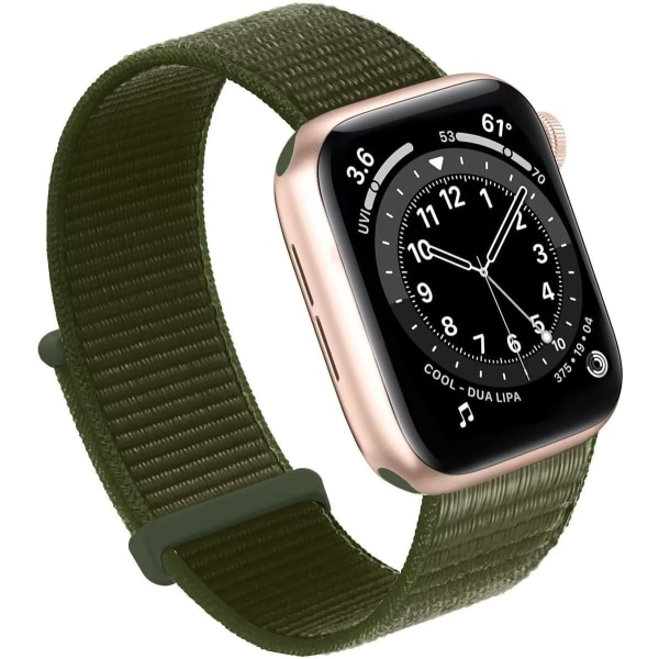 Kompatibel med Apple Watch Band, Dam Herr Sport Nylon Loop Strap för iWatch Series Ultra 8 7 6 5 4 3 2 1 SE (38/40/41mm, Cargo Khaki)