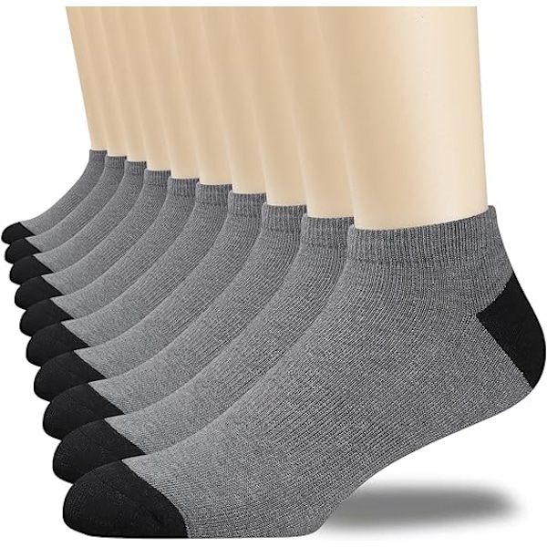 10 par strumpor med dämpning, lågt skurna, bekväma, andningsbara, casual strumpor för män, färgmatchande, dynamiska modetrender, bomull, andningsbara, grå och svarta.