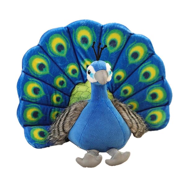 Simulation Doll Plush Stuffed PP Peacock Toy Throw Pillow and Bed and Bedroom Blue