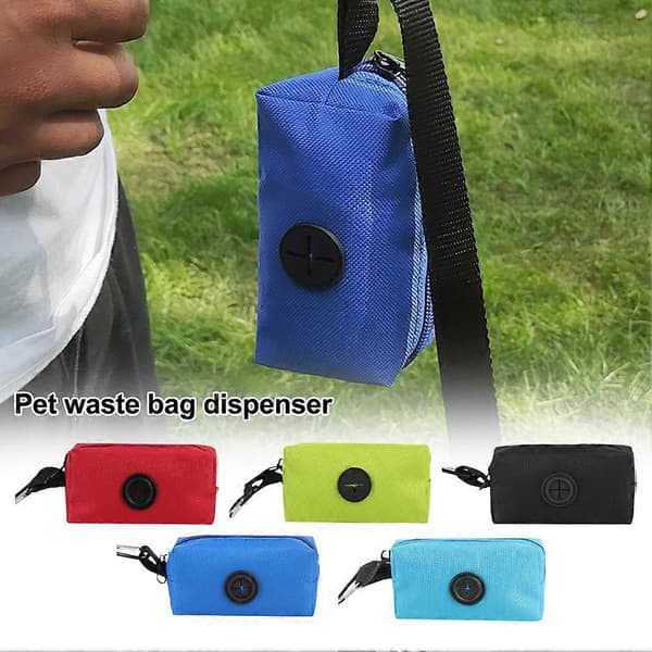 Hundehvalp affaldspose-dispenser til hundeposer - Holder med krog til rejsebrug Black