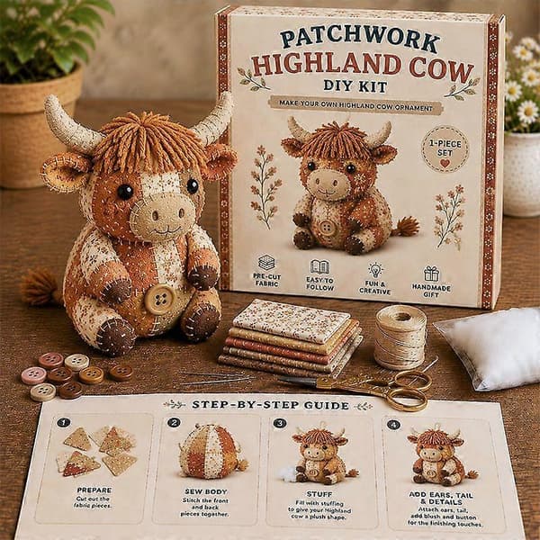 DIY Patchwork Dyresykit, Håndlavet Tøjdyr Håndværkssæt B