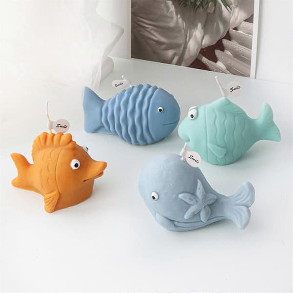 Unik 3D silikonform med delfin/planktonisk clownfisk/vågfisks/svärdfisk ljusformar kontorsprydnader