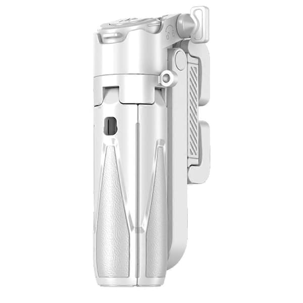 Uppgraderad design Mini Stativ Bluetooth Bärbar Teleskopisk Multifunktionell 360° Rotation Telefon Selfie Stick Vit B