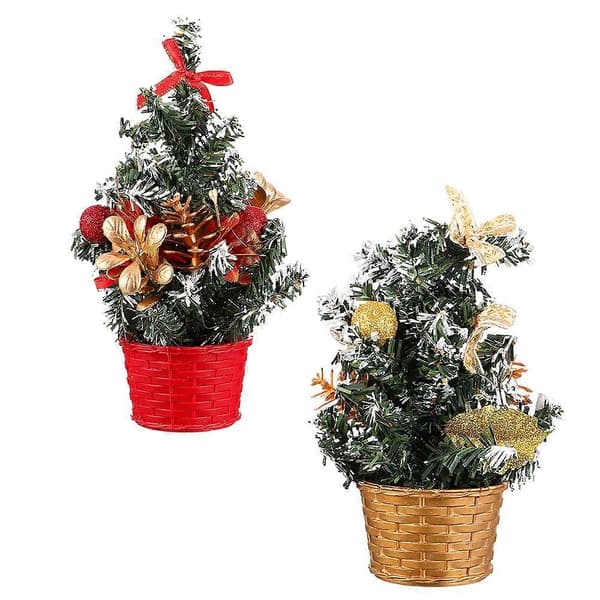 Mini juletræ skrivebordsornamenter til dekoration, 2 stk. PVC