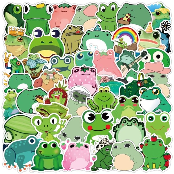 50 st Frog Stickers Frog Dekaler för vattenflaska Hydroflaska Laptop Bagage Bil Cykel Cykelhjälm Vinyl Vattentät Stickers Pack