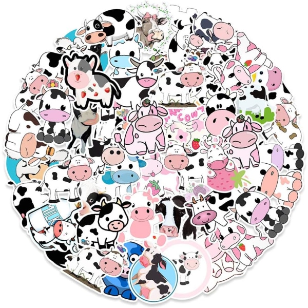 50pcs cute cow graffiti waterproof stickers cute fashion stickers, suitable for computer mobile phone skateboard suitcase kettle stickers.