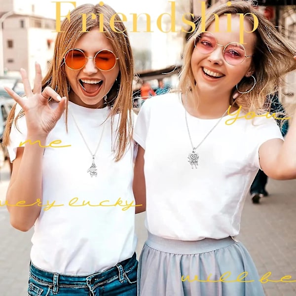 2-pack Söt Anime Bästa Vän Halsband, Parhalsband Mångsidigt Herr- och Dammode Halsband Kedja Nät Röd Hip Hop Tillbehör