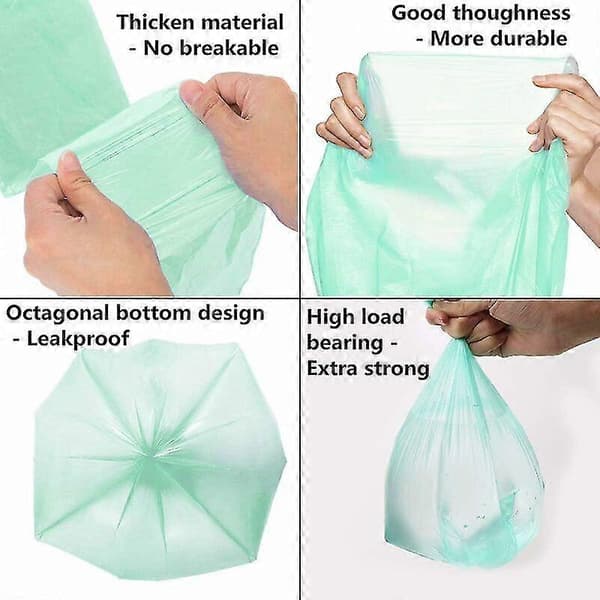 100-pack soppåsar, 15-20L, extremt hållbara, läckagesäkra, med handtag, gröna, 45x60cm