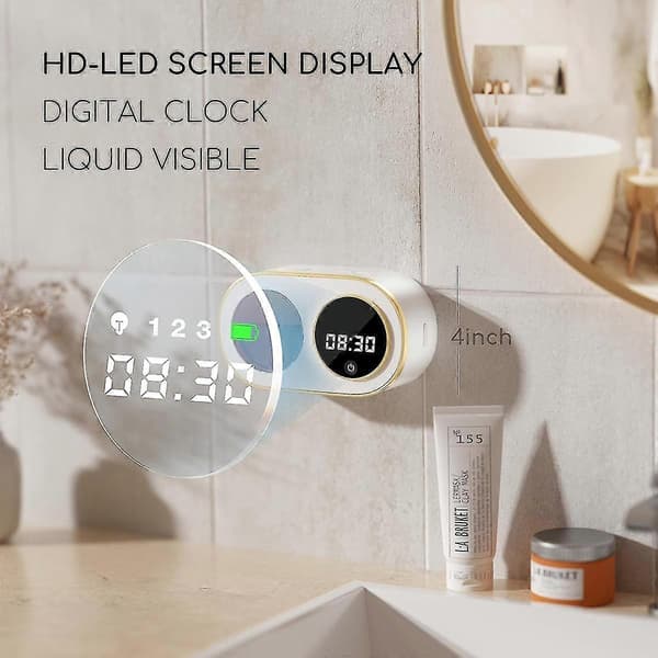 Automatisk skummende sæbedispenser med HD LED digitalt ur skumsæbedispenser vægmontering
