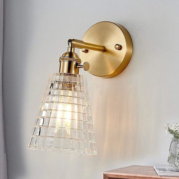Amerikansk kobber vegglampe, enkel soverom nattbordslampe, stue, veggdekorasjon
