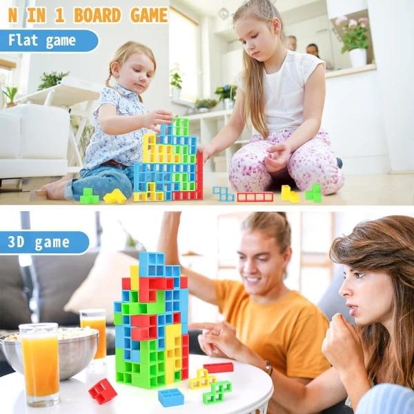 48 st Tetra Tower-spel för vuxna och barn, Stack Attack brädspel för familj, resor, fest, 2-spelare balansstaplingsspel, lagspel byggklossar