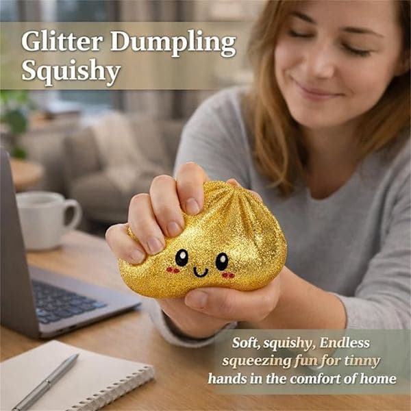 Glitter Dumpling, Glitter Dumpling Squishy laatikolla, Dumpling Sensorinen Puristuslelu stressin lievitykseen Kiinteä Sininen Solid Blue