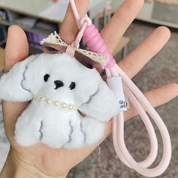 Two Fred Plush Keychain Pendants, Soft Mini Backpack Accessories with Decorative Bow Pendants, a Perfect Gift for Girls.