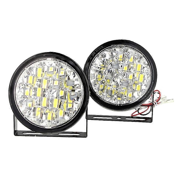 2kpl DC 12V 18 LED DRL Pyöreä Auton Sumuvalo Päiväajovalo Valkoinen