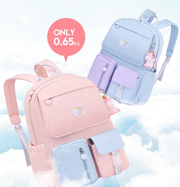 Children's School Backpack, Cute Aesthetic Waterproof Backpack Pink Blue Pink Blue S