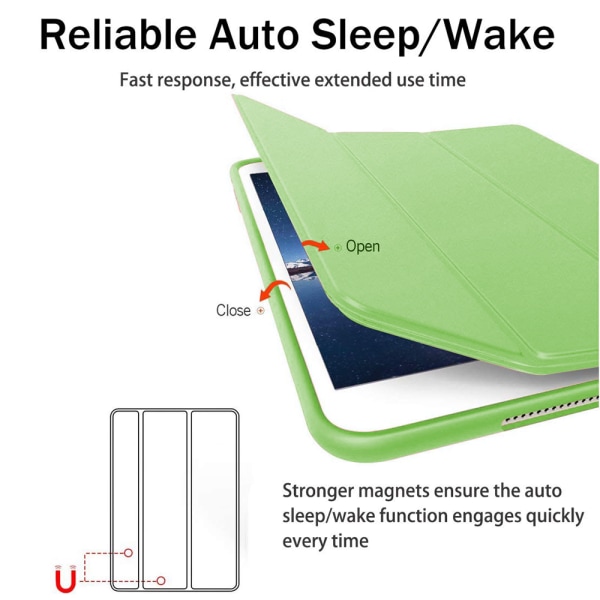 Case kompatibelt med iPad Air 2, genomskinligt magnetiskt case med matt baksida med Auto Sleep/Wake-green