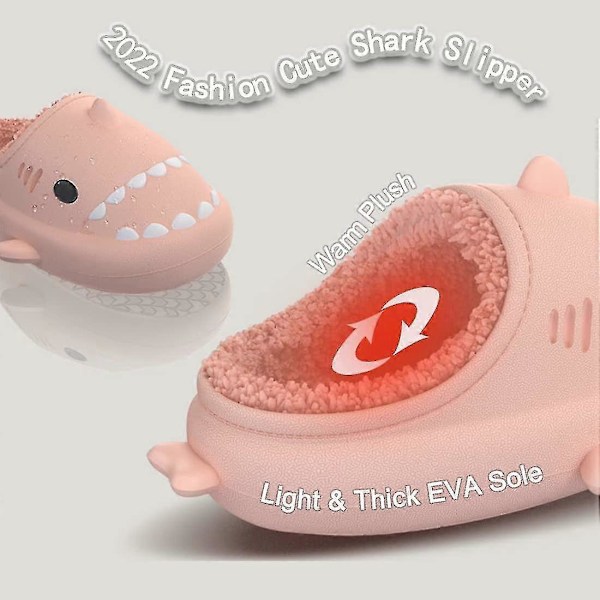 Vinterhaj Sutsko Hajesko Herre Og Dame Memory Foam Sød Tegneserie Plysset Fluffy Varmt Forede Sutsko Pink 36-37