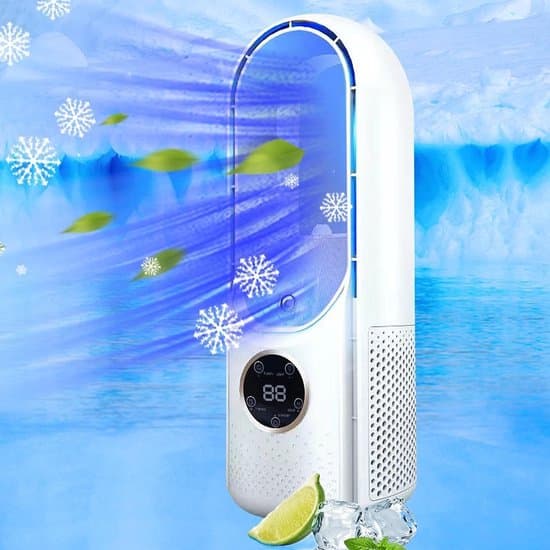Bladeless Fläkt - 6 Hastigheter & Timer - USB Multifunktionell Kontroll med LED-Display - Tyst & Bärbar för Sovrum, Kök, Kontor - Vit - 1 Enhet