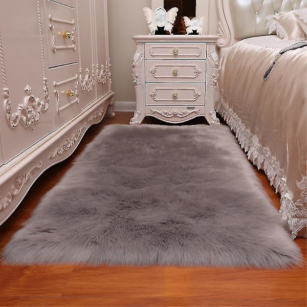 Matta för Vardagsrum 160x230 Modern Plysch Mjuk Fluffig Sovrum Sängmatta Burspråk Soffa Stol Pad Vit Grå Stora Mattor gray 200x80cm