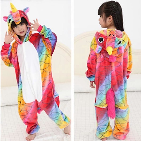Unicorn Plysj Onesie Pyjamas Nattøy Romper Jumpsuit for Barn Gutt Jente Red Scale 3-4 Years