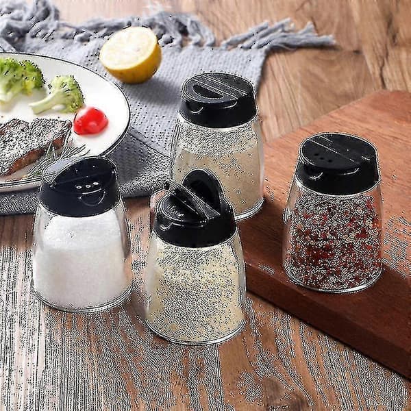 4 st Dubbla Lock Kryddströare Glasflaskor Kryddströare Sikt Barbecue Kryddburkar Salt Och