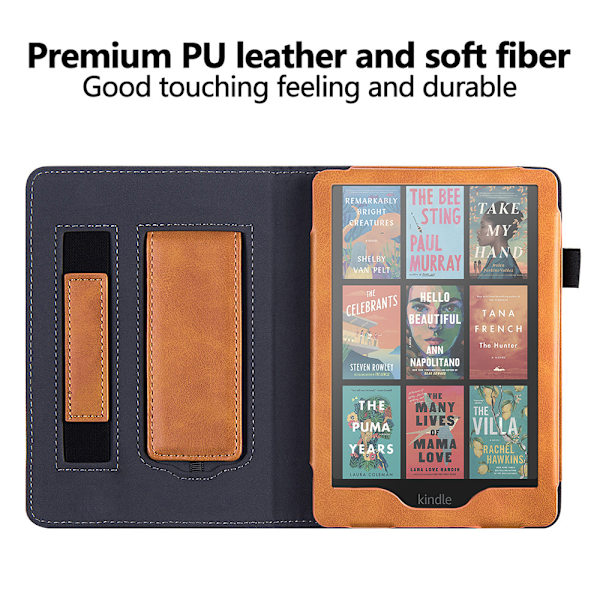 Stand Case for Kindle Paperwhite (12th Generation-2024) with Hand Strap, Smart PU Leather Case, Auto Sleep/Wake Function, Pre